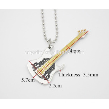 Or jaune Pendentif guitare électrique argenté Personnalité instrument de musique collier pendentif guitare